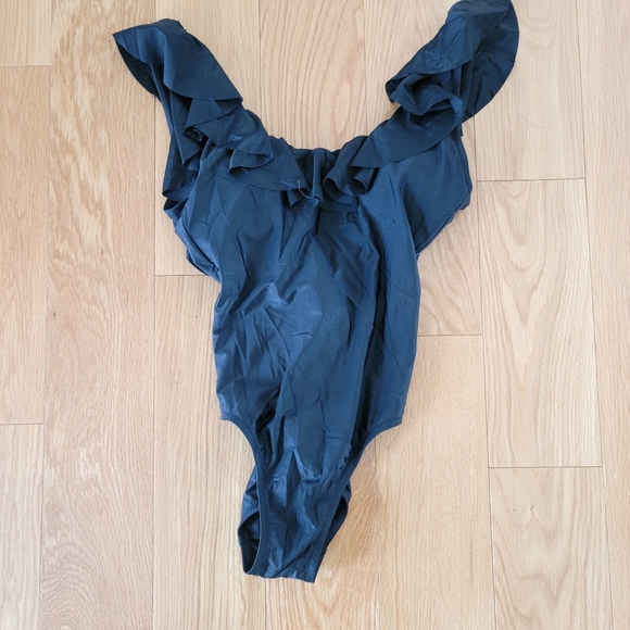 J. Crew Swim Nwt J Crew Black Ruffle One Piece Swimsuit Scoop Low